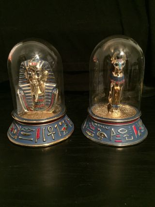 Mask Of Tutankhamun King Tut And Sacred Bast Cat In Crystal Dome Franklin