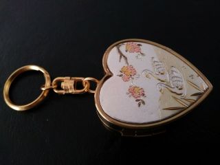 Sankyo Vintage Keychain,  Heart,  Swan Lake