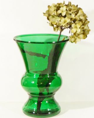 Vtg/vase/forest Green/glass/napco/urn Shaped/10 Tall/holiday Decor/cottage Chic