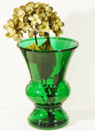 Vtg/Vase/Forest Green/Glass/NapCo/Urn Shaped/10 Tall/Holiday Decor/Cottage Chic 3