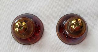 Red Gold - Tint Iridescent Glass Drawer Pull Knobs With Brass Screws - Set of 2 3