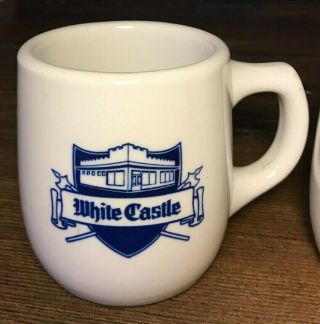 Vintage White Castle Mugs White Castle Blue logo Coffee Mugs w Ashtray Bottom 3