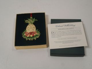 Colonial Williamsburg 24k Gold Finish Pineapple Ornament Box & 2001