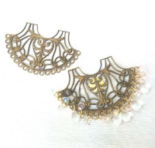 Pair Large Antique Brass Chandelier Earring Charm Link $16 Retail