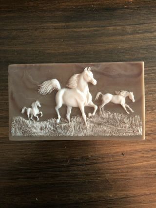 Incolay Stone Jewelry Box,  M.  L Way 1999,  Galloping Horses