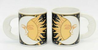 2 Vitromaster Galaxy Sun And Moon And Stars Coffee Mug Moon Handle Vintage 1993