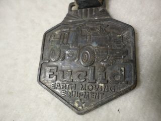 VINTAGE ANTIQUE 1930 ' s EUCLID HEAVY EQUIPMENT LEATHER WATCH FOB 3