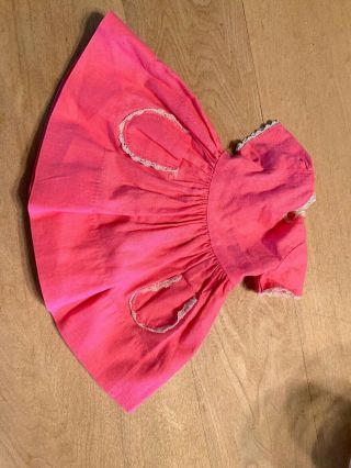 Vintage Dark/hot Pink Doll Dress W/ White Trim