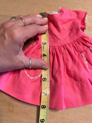 Vintage Dark/hot Pink Doll Dress W/ White Trim 3
