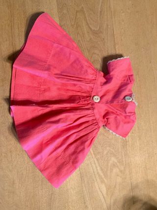 Vintage Dark/hot Pink Doll Dress W/ White Trim 5