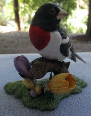 Lenox Rose Breasted Grosbeak Garden Bird Porcelain Figurine