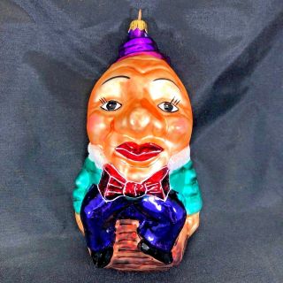 Radko Humpty Dumpty Egg Hand Blown Glass Christmas Ornament 6” Nursery Rhyme