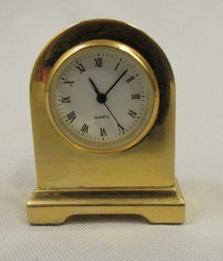 Vintage Collectible Miniature Clock Quartz Goldtone 1.  5 "
