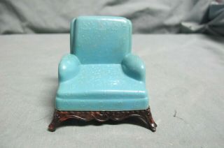 Vintage Renwall Dollhouse Furniture Blue - Green Chair No.  L - 76