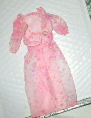 Vintage Kissing Barbie Pink Lip Print Dress Outfit for Mattel 1978 2597 2