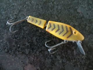 Vintage L&s Jointed Minnow - Yellow & Black - 4 Inch