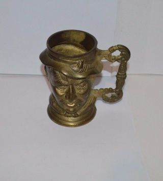 Vintage Cast Brass Beer Mug Stein Man Cave Bar Ware Collectible Decor