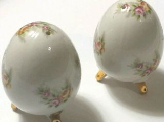 Antique Enesco Egg Shaped China Salt & Pepper Shakers - Very Old - Japan Made
