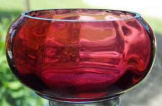 Antique Cranberry Glass Thumbprint Open Salt 3 "