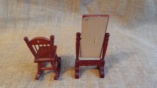 Vintage Dollhouse Miniatures 1:12 Scale Floor Mirror & Chair 037 5