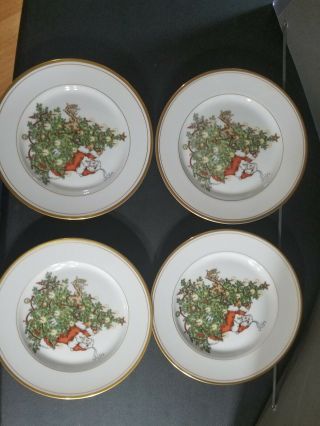 Rare Set Of 4 Fitz & Floyd Salad/dessert Plates – St.  Nicholas Pattern