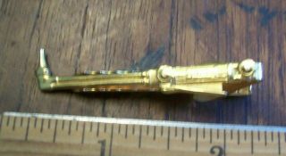 Victor Cutting Torch Vintage Tie Bar Clip Welding - gold colored 2