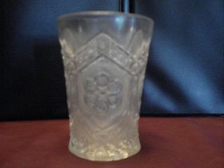 Vintage Cut / Pressed Clear Glass Cup,  4.  25 X 3 X 2.  5