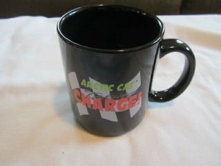 Vintage Black Glaze Arctic Cat Charge Coffee Mug & Its Box