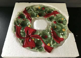 Fitz and Floyd Christmas Wreath Egg Tray Holiday Deviled Egg Plate 6