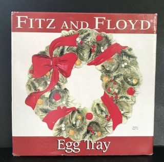 Fitz and Floyd Christmas Wreath Egg Tray Holiday Deviled Egg Plate 7