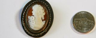 Antique Hand Carved Natural Shell Cameo Brooch/pendant Silver