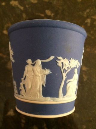 Wedgwood Jasperware Cobalt & White Classical Beaker Cup Planter Pot 3.  5 1930 