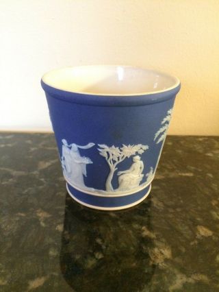 Wedgwood Jasperware Cobalt & White Classical Beaker Cup Planter Pot 3.  5 1930 ' s 2