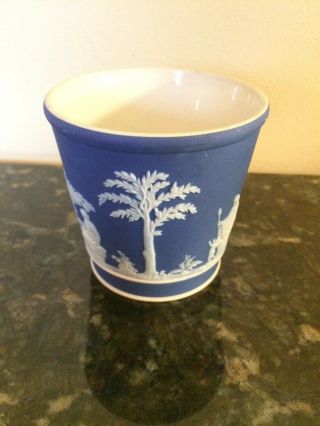 Wedgwood Jasperware Cobalt & White Classical Beaker Cup Planter Pot 3.  5 1930 ' s 3