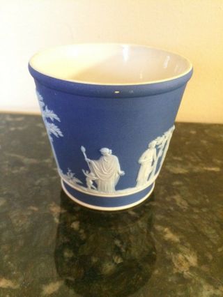 Wedgwood Jasperware Cobalt & White Classical Beaker Cup Planter Pot 3.  5 1930 ' s 4