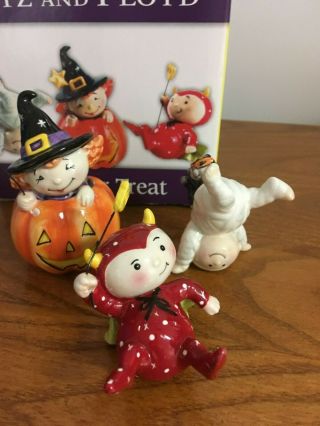Fitz And Floyd Halloween Trick Or Treat Tumblers Set Of 3 Figurines