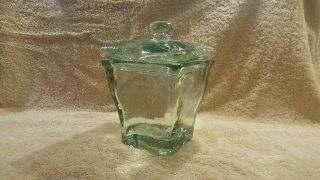 Antique Green Glass Covered Candy Dish