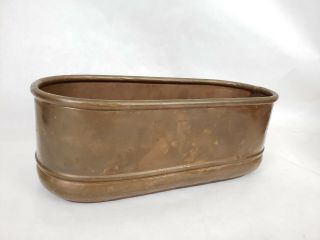 Vintage Lage Hammered Copper Planter 14 " Long Yard Art Hand Made Dove Tailed