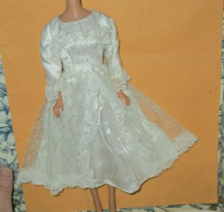 Vintage Barbie Doll Clone White Dress Wedding Gown Lace Overlay