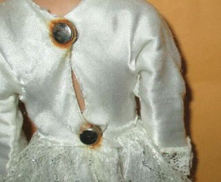 Vintage Barbie Doll Clone White Dress Wedding Gown Lace Overlay 3