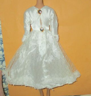 Vintage Barbie Doll Clone White Dress Wedding Gown Lace Overlay 4