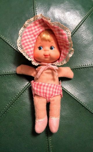 Vintage Baby Beans Doll Toy Pink Bonnet Diaper