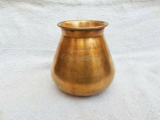Old Solid Brass Handcrafted Heavy Water Pot Rich Patina 2
