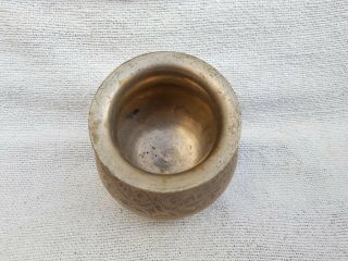 Old Solid Brass Handcrafted Hand Carved Holy Water Pot Rich Patina 4