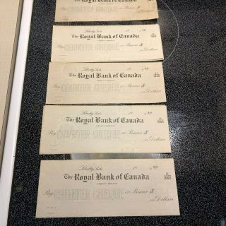 Vintage / Antique Counter Cheques From The Royal Bank Of Canada X 7