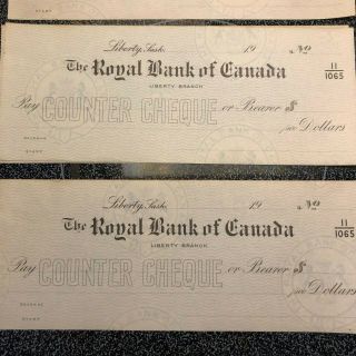 Vintage / Antique Counter Cheques from the Royal bank of Canada X 7 2