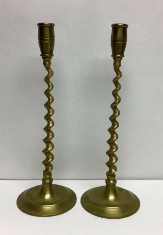 Vintage Brass Candle Holders Candlesticks Large 12” Twisted Stems