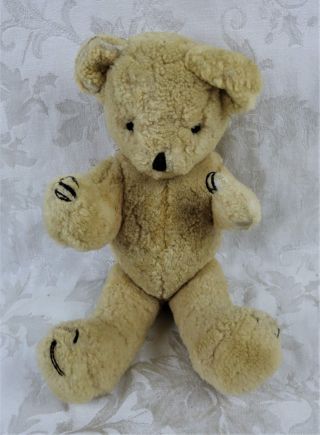 Antique Brown 15 " Teddy Bear Jointed Mohair Straw Stuffed Articulated