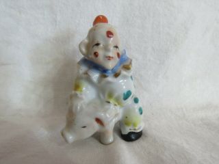 Vintage Figurine Funny Clown Riding A Pig - 1960 