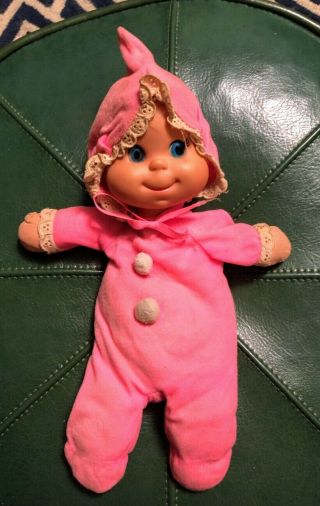 Vintage Baby Beans Doll Toy Pink Bonnet